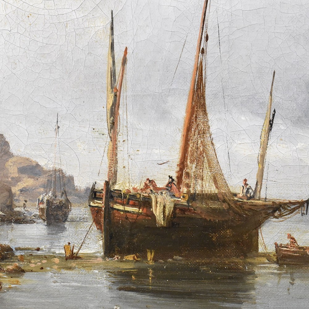 QM492 5a antique seascape painting marine art XIX century